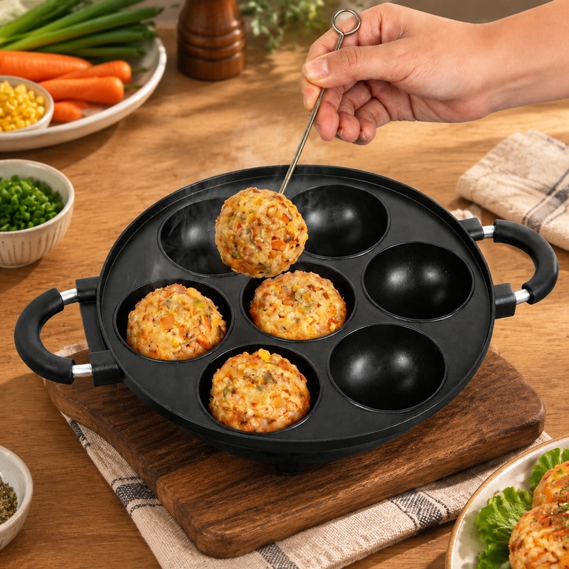 Takoyaki Grill Plate - Forma aluminiowa z 7 wgłębieniami do
